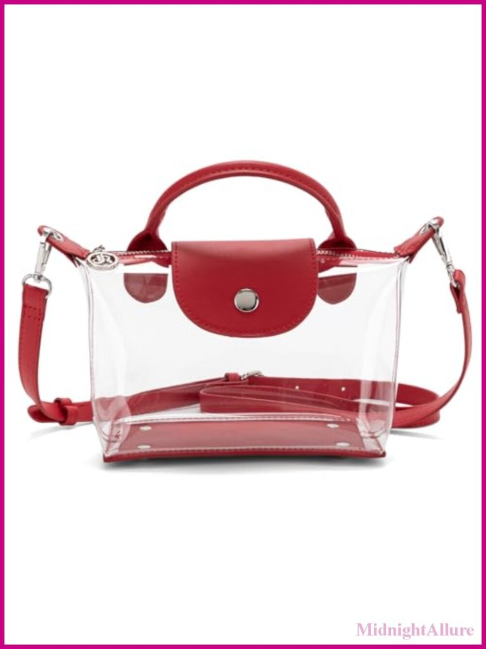 Clear Stadium Approved Crossbody Bag Vegan Leather Trim Transparent Purse